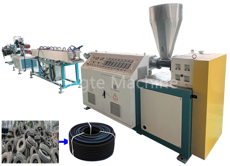 Rubberen irrigatieslang maken machine met gerecyclede rubberen bandverspilling